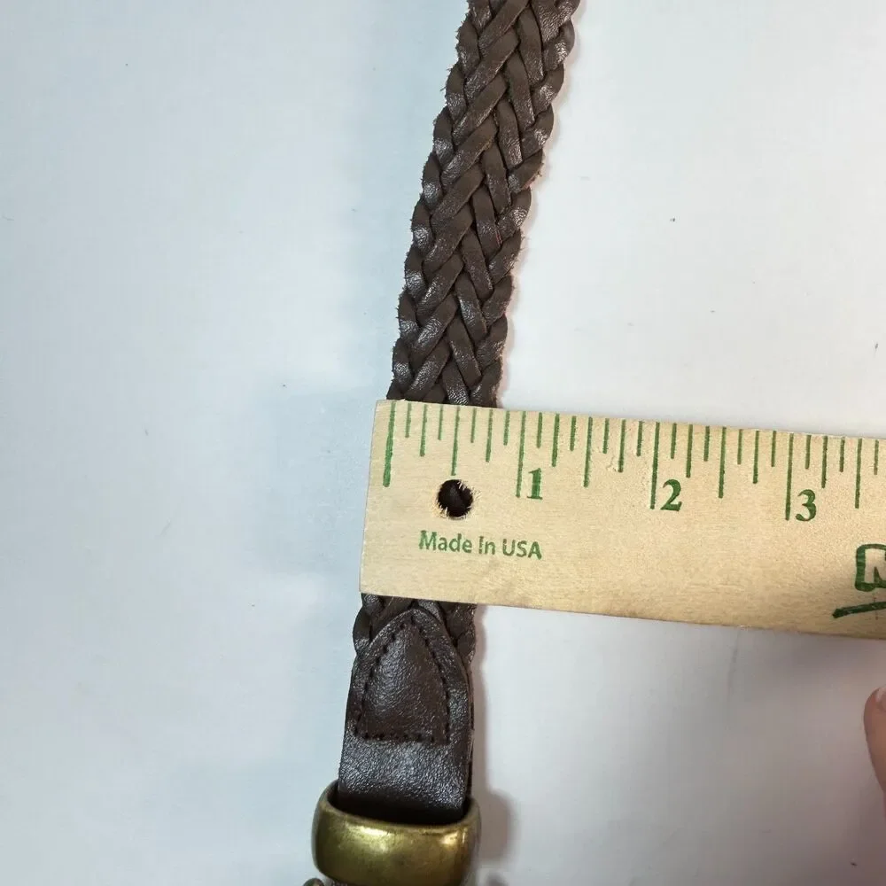Capezio Women's Brown Braided Woven Brass Buckle Vintage Belt Size S/M
